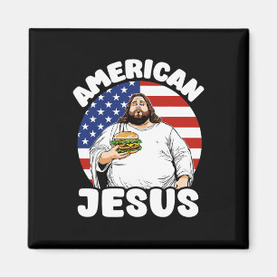 Aimant Amusant Gras Américain Jesus Hamburger Sarcastique