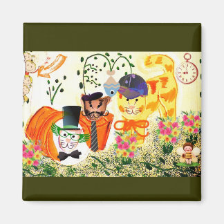 Aimant Amusant habillé chats dans l'aimant design du jard