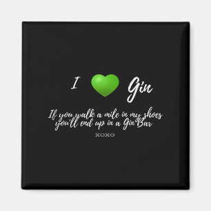 Aimant Amusant J'Aime Gin Drinker Coeur Graphisme Partie