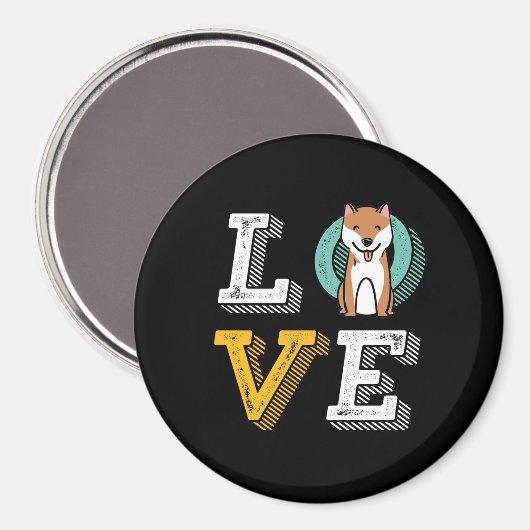 Aimant Amusant J'Aime Shiba Inu J'Aime Mon Chien Puppy Lo (Recto/Verso)