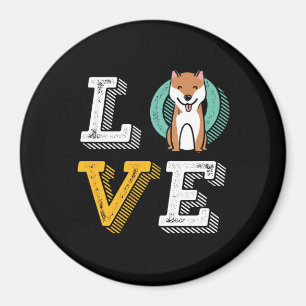 Aimant Amusant J'Aime Shiba Inu J'Aime Mon Chien Puppy Lo