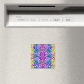 Aimant Amusant Violet, bleu, jaune motif de Coeurs Whimsi (In Situ (Lave-vaisselle))