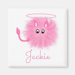 Aimant Amusante fille rose mignonne et fluffy dessin anim