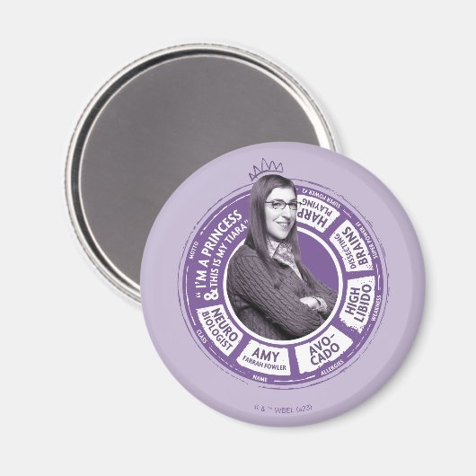 Aimant Amy Farrah Fowler - Graphique d'informations (Recto/Verso)