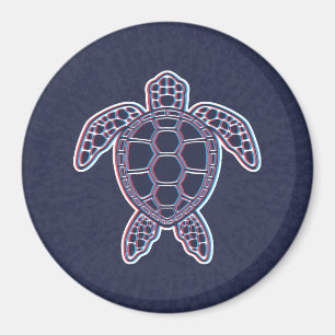 Aimant Anaglyphe Rouge Et Bleu 3D Effet Glitch Tortue de 
