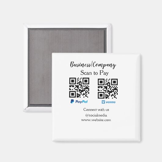 Aimant Analyser pour payer q r code paypal venmo ajouter  (Recto/Verso)