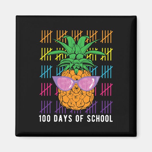 Aimant Ananas Amusant 100 Jours De Professeur Et De Sourd (Devant)