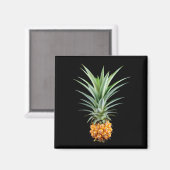 Aimant Ananas avec grande coiffure sur arrière - plan noi (Recto/Verso)