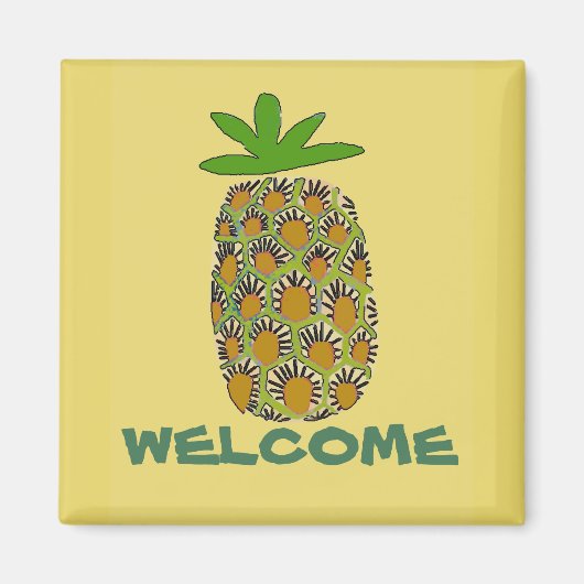 Aimant Ananas, Bienvenue, modifier le texte (Devant)