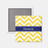 Aimant Ananas Blanc LG Chevron Marine Nom bleu Monogramme (Recto/Verso)