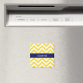 Aimant Ananas Blanc LG Chevron Marine Nom bleu Monogramme (In Situ (Lave-vaisselle))