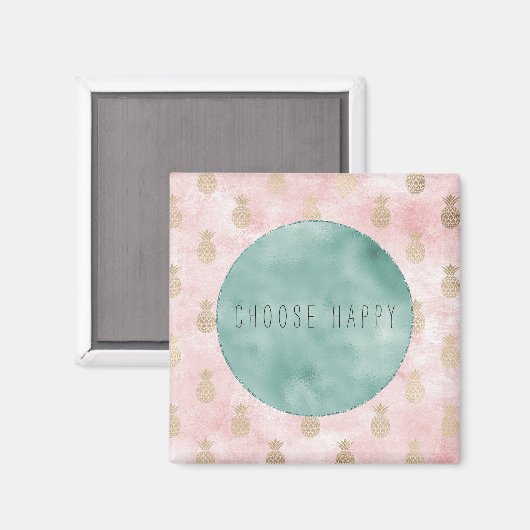 Aimant Ananas en or rose rose (Recto/Verso)