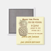 Aimant Ananas Enregistrer la date Classic Jaune Or (Recto/Verso)