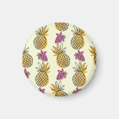 Aimant Ananas, fraise design textile vintage. (Devant)