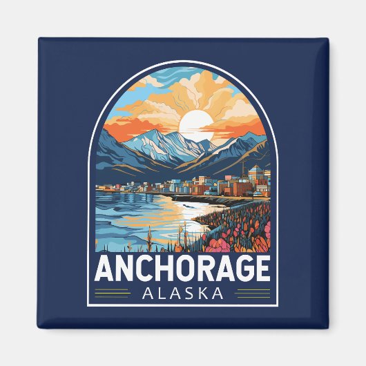 Aimant Anchorage Alaska Travel Art Emblem (Devant)