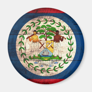 Aimant Ancien drapeau bélizien en bois