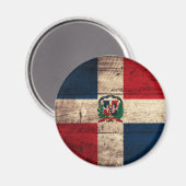 Aimant Ancien drapeau en bois de République Dominicaine (Recto/Verso)