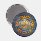 Aimant Ancien drapeau En Bois Du New Hampshire ; (Recto/Verso)