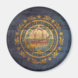 Aimant Ancien drapeau En Bois Du New Hampshire ;