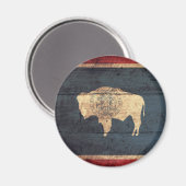 Aimant Ancien drapeau en bois Wyoming (Recto/Verso)