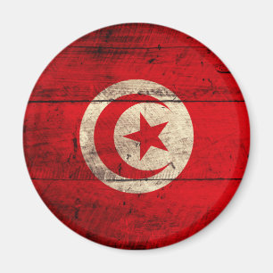 Aimant Ancien drapeau tunisien en bois