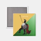 Aimant Ancien guerrier spartiate vert et jaune (Recto/Verso)