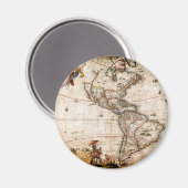 Aimant Ancienne carte du continent américain (Recto/Verso)