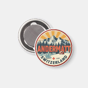Aimant Anciens ANDERMATT ski Suisse Alpes suisses cadeaux