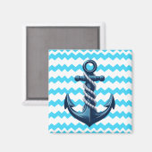 Aimant Ancrage bleu avec vagues bleues (Recto/Verso)