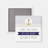 Aimant Ancrage or rayures mariage nautique Enregistrer la (Recto/Verso)