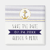Aimant Ancrage or rayures mariage nautique Enregistrer la (Devant)