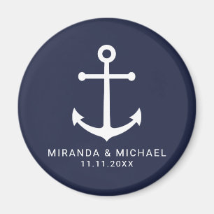 Aimant Ancre bleu marine moderne mariage Faveur