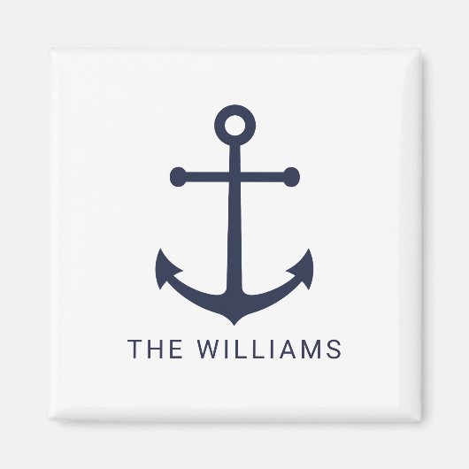 Aimant Ancre bleue marine et nom personnalisé (Devant)
