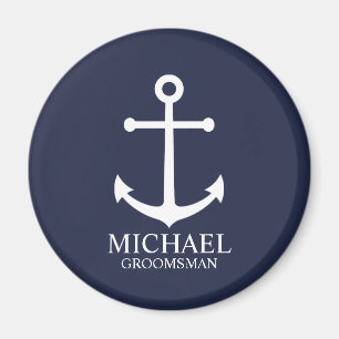 Aimant Ancre Bleue marine Nautique Groomsmen personnalisé