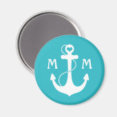 Aimant Ancre cardiaque marine turquoise (Recto/Verso)