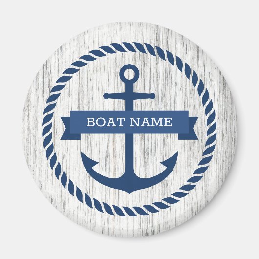 Aimant Ancre corde frontière nom du bateau bois flotté ar (Devant)