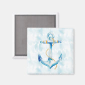 Aimant Ancre d'aquarelle bleue (Recto/Verso)