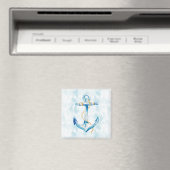 Aimant Ancre d'aquarelle bleue (In Situ (Lave-vaisselle))