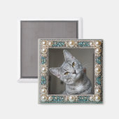 Aimant Ancre de mémoire de chat gris (Recto/Verso)