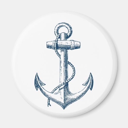 Aimant Ancre Décor Nautique Cadeau Marine Bleu Blanc (Devant)