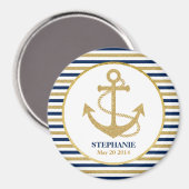 Aimant Ancre d'or bleu marine (Recto/Verso)