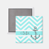 Aimant Ancre gris clair monogramme (Recto/Verso)