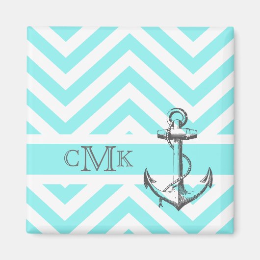 Aimant Ancre gris clair monogramme (Devant)