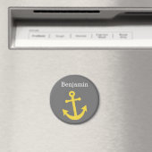 Aimant Ancre jaune avec nom personnalisé - gris (In Situ (Lave-vaisselle))