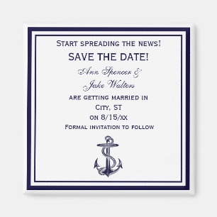 Aimant Ancre Nautione Bleu Cadre 2 Save the Date