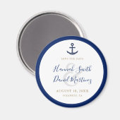 Aimant Ancre Nautique Bleu Mariage Enregistrer la Date Ar (Recto/Verso)