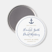 Aimant Ancre Nautique Bleu Mariage Enregistrer la Date Ar (Recto/Verso)