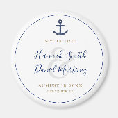 Aimant Ancre Nautique Bleu Mariage Enregistrer la Date Ar (Devant)