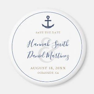 Aimant Ancre Nautique Bleu Mariage Enregistrer la date ro