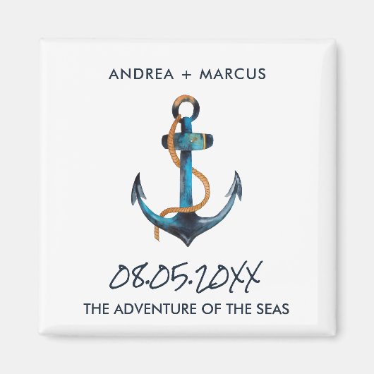 Aimant Ancre nautique Croisière Bateau Mariage Favoriser  (Devant)